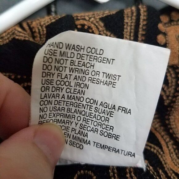 R&K Originals Open Jacket Size 16 Black Gold Light Weight Jacket Paisley Printed - Picture 9 of 10